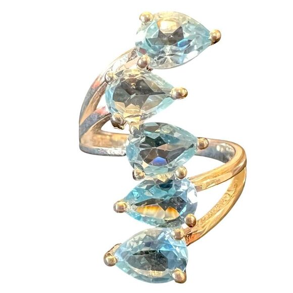 925 Sterling And Blue Topaz Ring - Picture 1 of 4